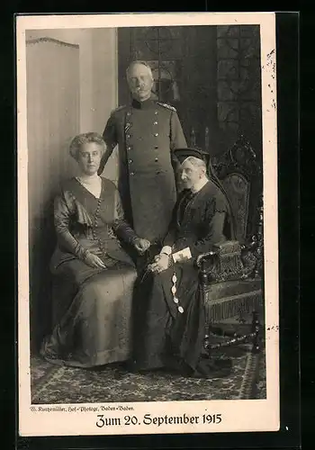 AK Die herzogliche Familie von Baden zum Badischen Opfertag 20. September 1915