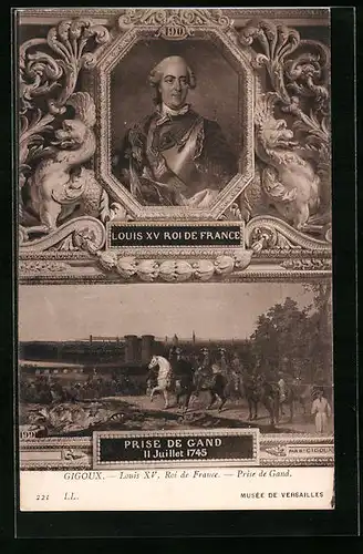 Künstler-AK König Ludwig XV von Frankreich, Einnahme von Gent