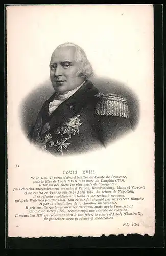 Künstler-AK Portrait Louis XVIII von Frankreich
