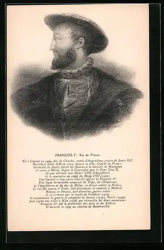 Künstler-AK Portrait Francois I, Roi de France