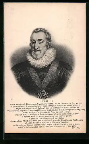 Künstler-AK Portrait Henri IV von Frankreich