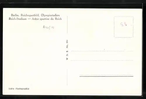 AK Berlin, Reichssportfeld, Olympiastadion