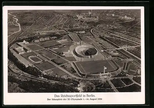 AK Berlin, Reichssportfeld, Gesamtansicht, Luftbild