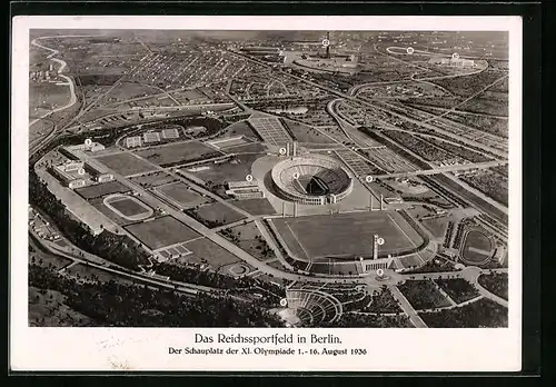AK Berlin, Reichssportfeld, Gesamtansicht, Luftbild