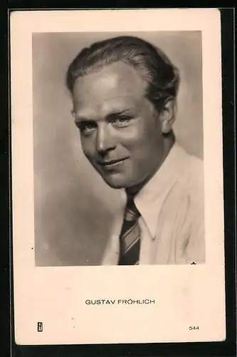 AK Schauspieler Gustav Fröhlich im Hemd mit Krawatte
