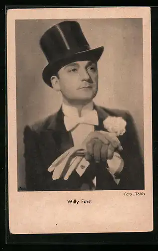 AK Schauspieler Willy Forst mit Zylinder und Handschuhen