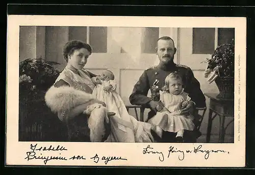 AK Prinzessin Isabella von Bayern mit Prinz Thomas und Kindern
