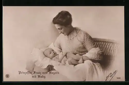 AK Prinzessin Franz von Bayern mit Baby