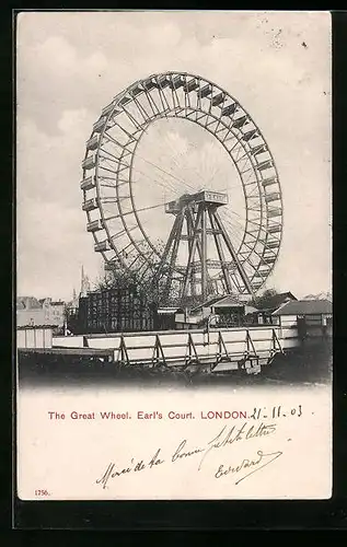 AK London, Earls Court Exhibition 1903, The Great Wheel