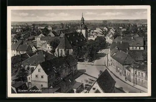 AK Güsten, Teilansicht mit Kirchplatz aus der Vogelschau