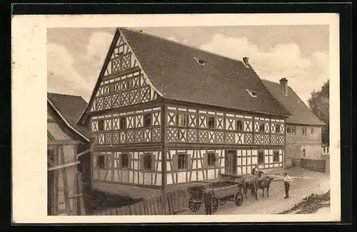 AK Grub am Forst, altes Fachwerkhaus
