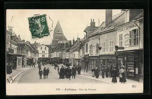 AK Aubigny, Rue du Prieuré, Strassenpartie