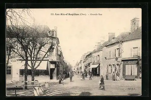 AK Les Aix-d`Angillon, Grande Rue, Strassenpartie