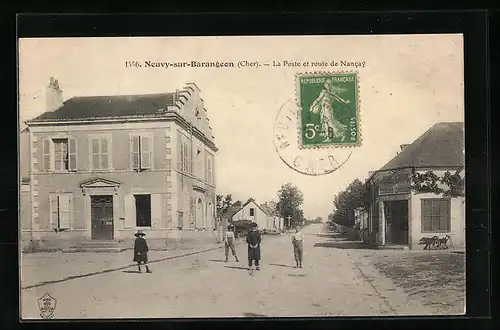 AK Neuvy-sur-Barangeon, La Poste et route de Nancay