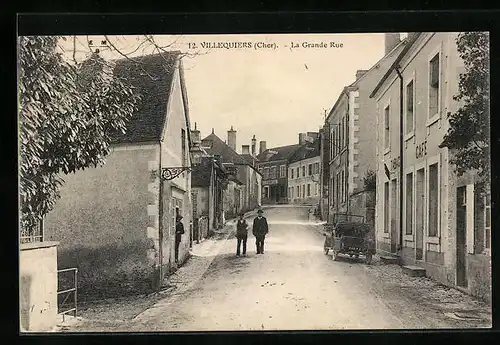 AK Villequiers, La Grande Rue, Strassenpartie