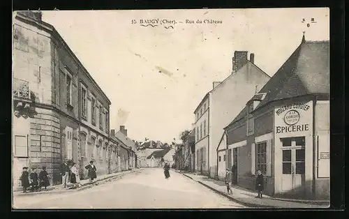 AK Baugy, Rue du Château, Strassenpartie