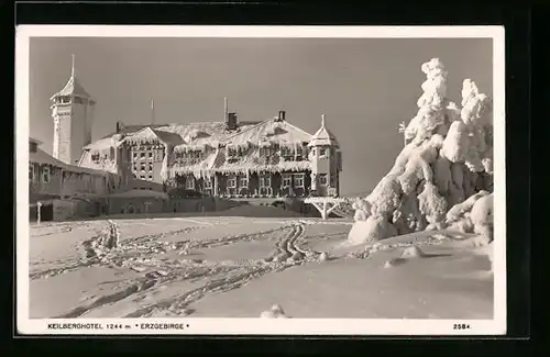 AK Keilberg /Erzgebirge, Keilberghotel im Schnee