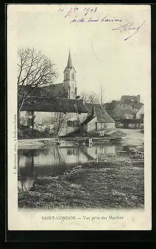 AK Saint-Gondon, Vue prise des Moulins