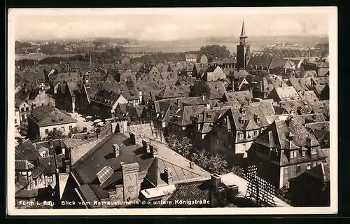 AK Fürth i. B., Blick vom Rathausturm in die untere Königstrasse