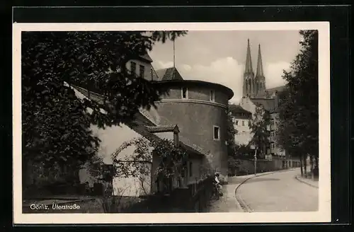 AK Görlitz, Uferstrasse mit Blick auf Kirchtürme