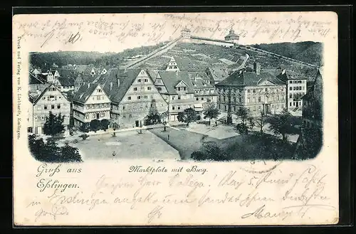 AK Esslingen, Marktplatz mit Burg