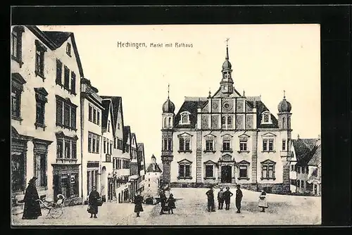 AK Hechingen, Markt am neuen Rathaus