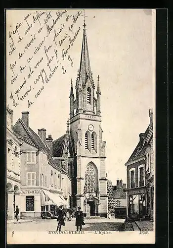 AK Mondoubleau, L`Eglise, Cafe du Midi