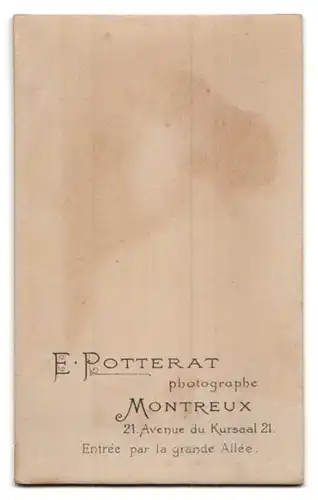 Fotografie E. Potterat, Montreux, 21, Avenue du Kursaal, 21, Junge Dame mit zurückgebundenem Haar