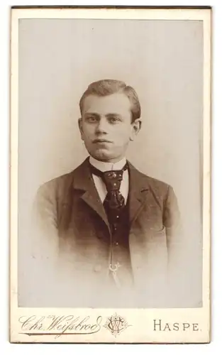 Fotografie Chr. Weissbrod, Haspe, Junger Herr im Anzug mit Krawatte