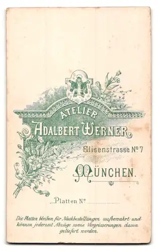 Fotografie Adalbert Werner, München, Elisenstr. 7, Elegant gekleideter Herr mit Schnauzbart