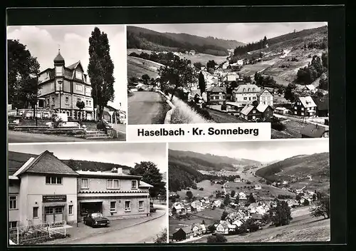 AK Haselbach /Sonneberg, Kulturhaus und Blick ins Dorf