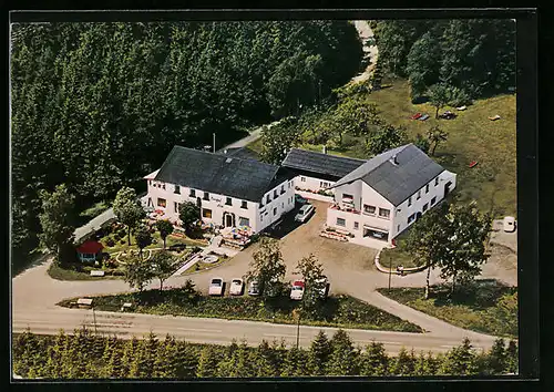 AK Alm-Hofstetten /Fichtelgebirge, Berghof Alm, Fliegeraufnahme