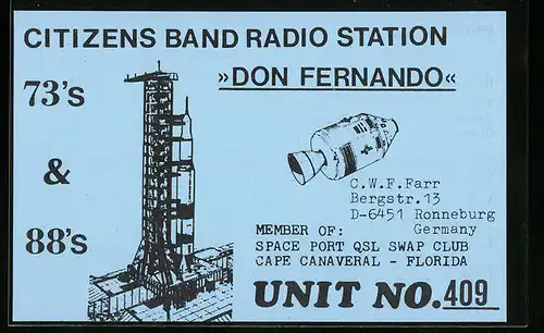 Künstler-AK Ronneburg, Citizens Band Radio Station Don Fernaneo, C. W. F. Farr, Bergstr. 13