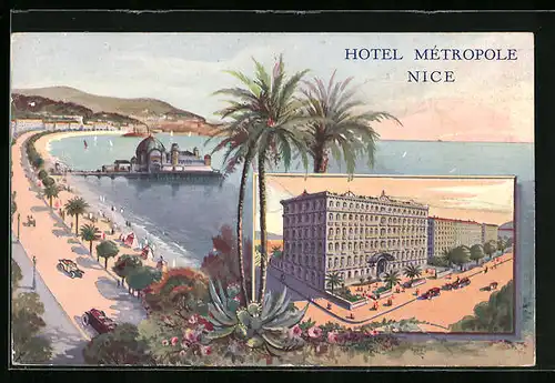 Künstler-AK Nice, Hotel Métropole, Panorama
