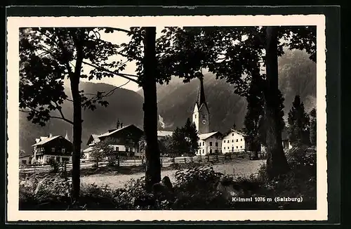 AK Krimml (Salzburg), Ortsansicht mit Kirche