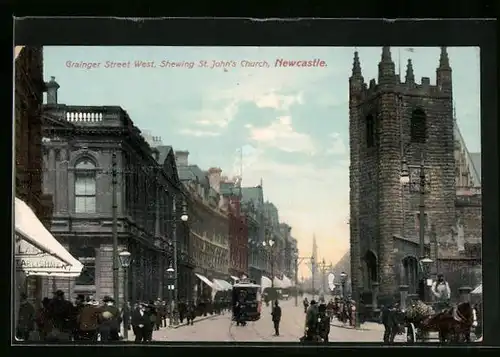 AK Newcastle, Grainger Street West, Shewing St. John`s Church