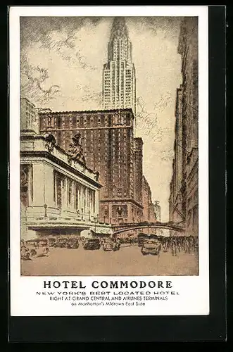 AK New York, NY, Hotel Commodore right at the Grand Central