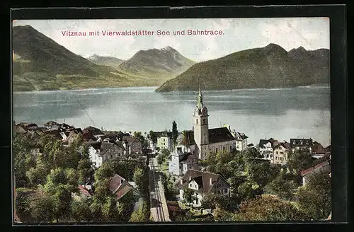AK Vitznau, Vierwaldstätter See und Bahntrace