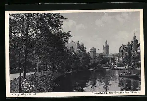 AK Königsberg i. Pr., Der Schlossteich mit dem Schloss