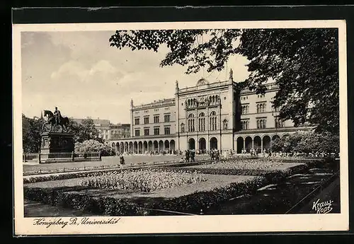 AK Königsberg /Pr., Universität mit Denkmal