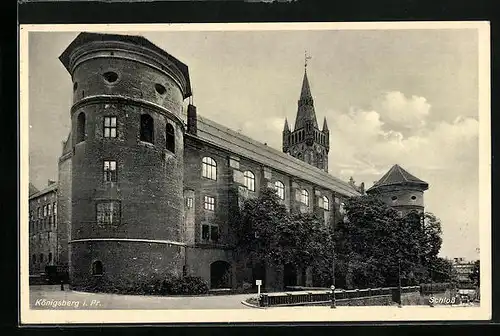 AK Königsberg, Schloss von der Strasse gesehen