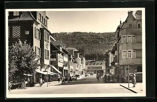 AK Ebingen, Bahnhofstrasse mit Geschäften