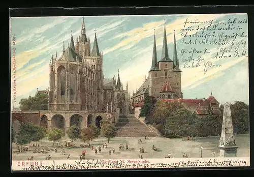 Präge-Lithographie Erfurt, Dom und St. Severikirche