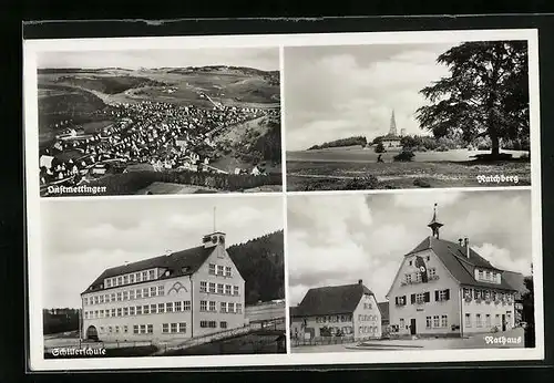 AK Onstmettingen, Rathaus, Ortsansicht vom Flugzeug aus, Schillerschule