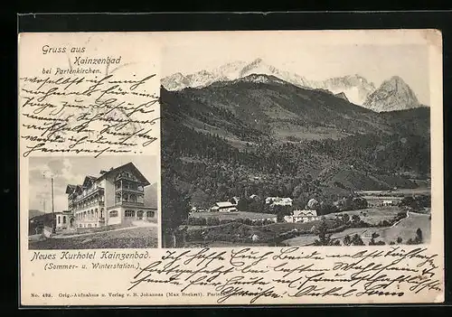 AK Kainzenbad b. Patenkirchen, Ortsansicht vor Bergen, Neues Kurhotel