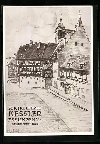 AK Esslingen a. N., Sektkellerei Kessler