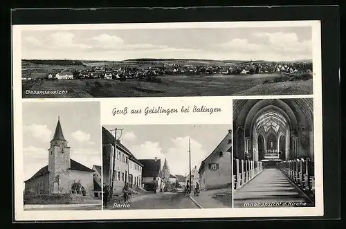 AK Geislingen b. Balingen, Kirche, Innenansicht, Strassenpartie