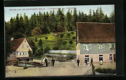 AK Welzheim, Strassenpartie mit Laufenmühle