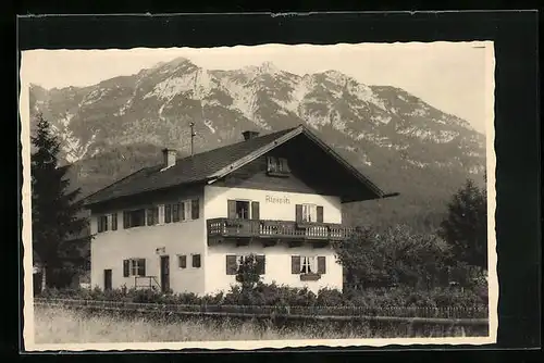 Foto-AK Krün, Hotel-Pension Alpspitz, Wastl Kramer, Walchenseestrasse 24, ca. 1960