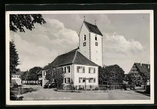 AK Stetten a. k. M., Strassenpartie bei der Kirche